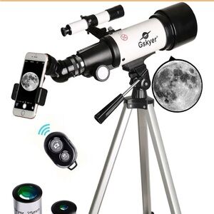 Black & Silver Telescope Kit with 25mm & 10mm Eyepieces and Smartphone Adapter